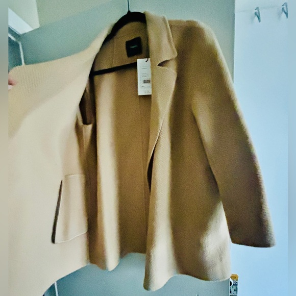 Theory Palomino Chevron wool-blend single- breasted coat size Large. - Picture 6 of 7